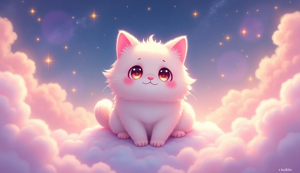 anime, cat, cloud, Stars, sky, Stars, cloud, cat, cat, cat, cat, cat, cat, cat, cat, cat,, Digital painting by Kubisi art, Tumblr, Furry art, sitting on the cosmic cloudcape, very very beautiful Furry art, cat cat dreamcats, fluffy pink anime cloud, cats c...