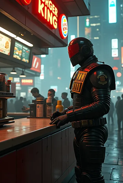 Judge Dredd working at Burger King 