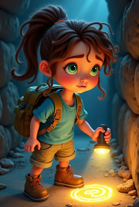 Illustration: A close-up of the map as golden symbols emerge and glow, casting a soft light on Zara’s determined face. Behind her, the attic fades into darkness, creating an air of mystery.
Appearance: Zara has brown, curly hair tied in a ponytail, with br...