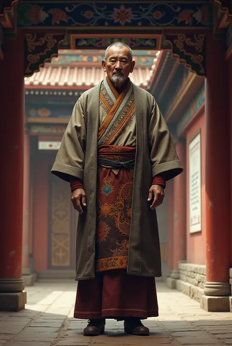 Bhutanese man in Dzong in Bhutanese dress
