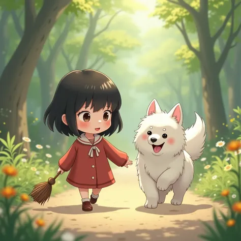 Take a walk with a cute pure white Samoyed dog(Chibi character Sadako 1.3)