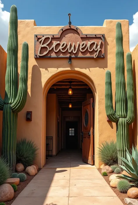 An welcoming entrance for desert theme brewery 