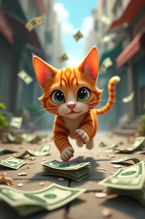 Cat with chasing money