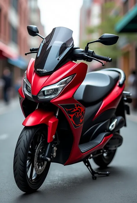 hondapcx 160 scooter matte red with fire fairings black design