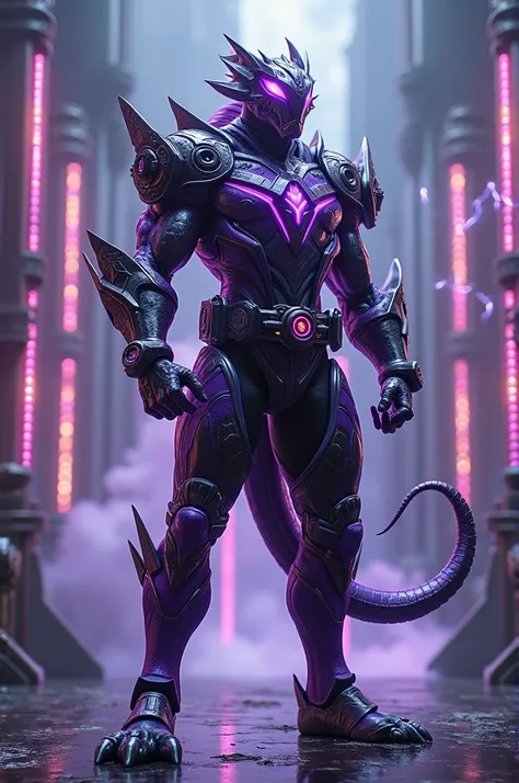 powerful purple and black chameleon-themed power ranger