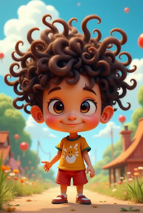 Cartoon with curly hair 