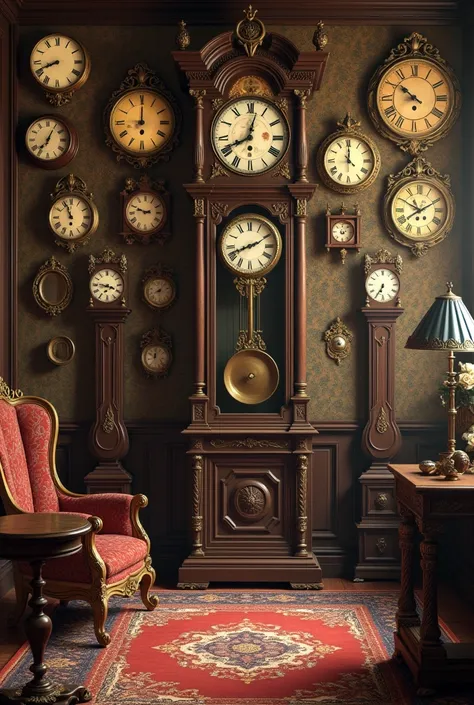 House of time full of antique clocks (inside the house, that is, create a room that looks like this) 