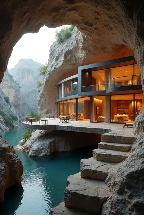 Create luxury house design on cave
