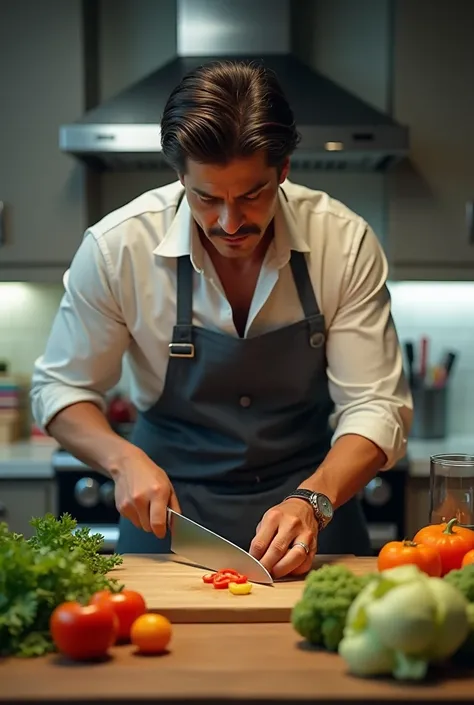 Shahrukh khan cutting vegetable 

