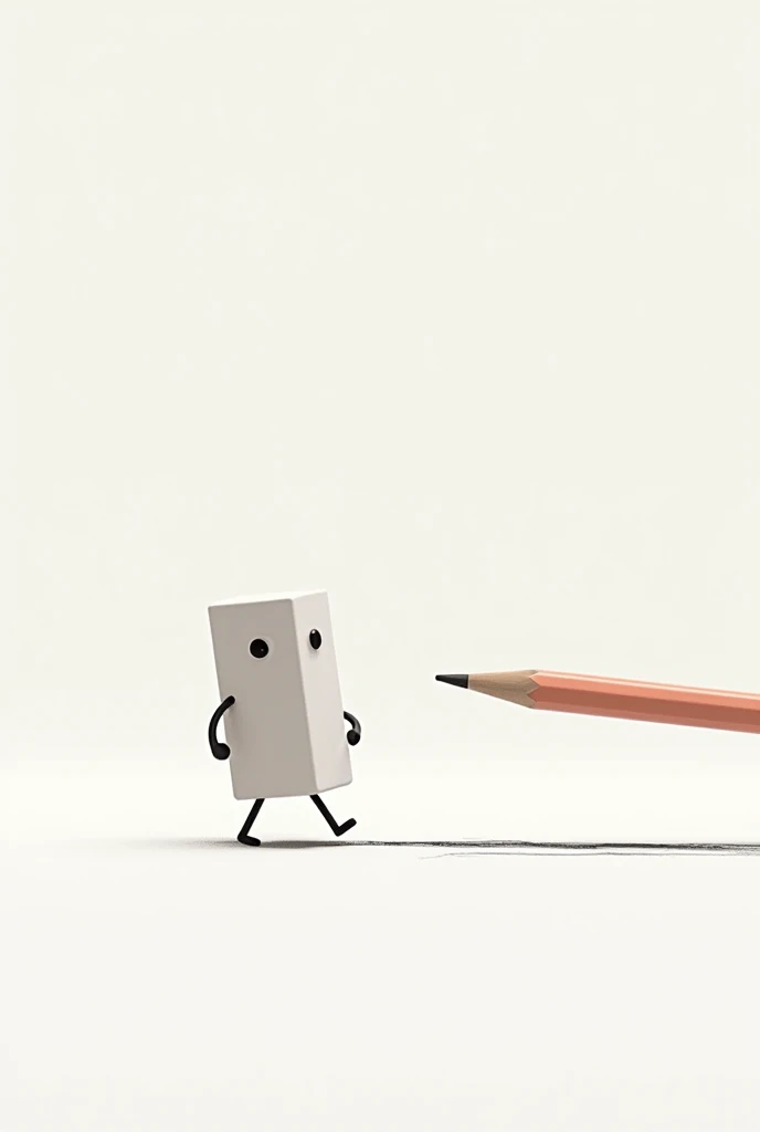 Animation of an eraser walking behind a pencil erasing the line it makes when it walks Pixar image