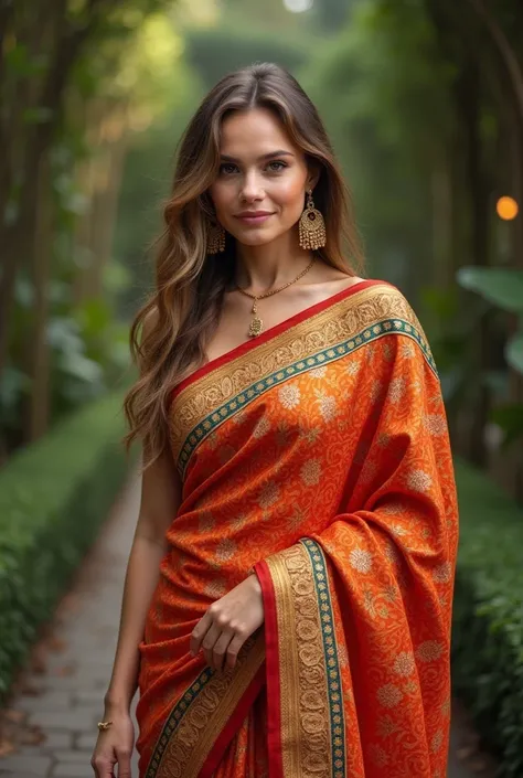 Actress Elizabeth Olsen wear saree 