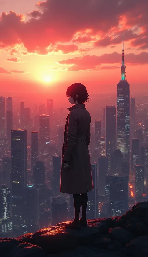 {Best Quality},{masterpiece},{8k},{{Psycho-pass}},{{Tsunemori Akane}},{{long shot:1.2}},{Tokyo 2112},Sunset