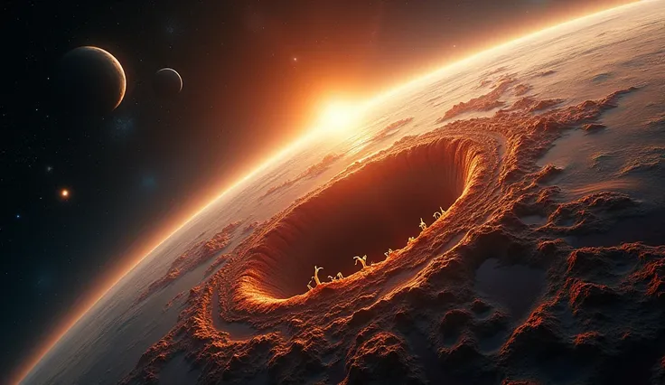 Slow-motion animation depicting the formation of the earth and early life.