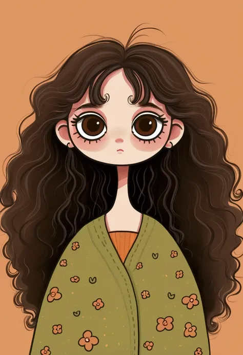 Cartoon，girl，Big eyes，Round eyes，Fluffy hair，cute