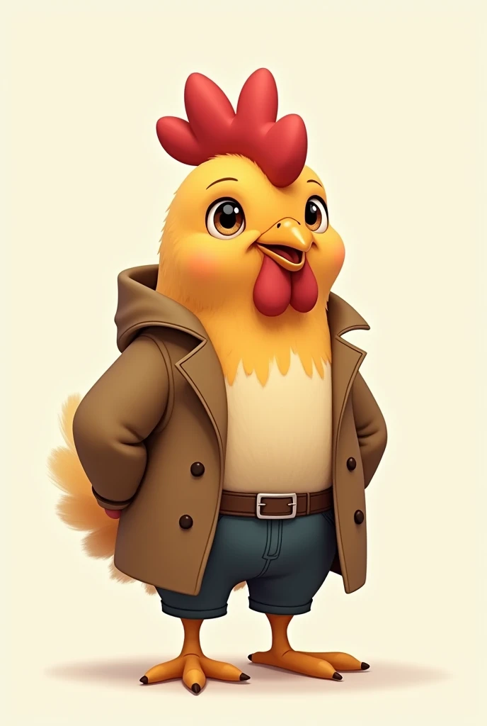 Small Hen who were coat pant look like real character nice but this hen please wear coat pant 