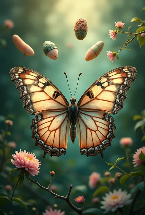 Create a life cycle of butterfly with a beautiful margin