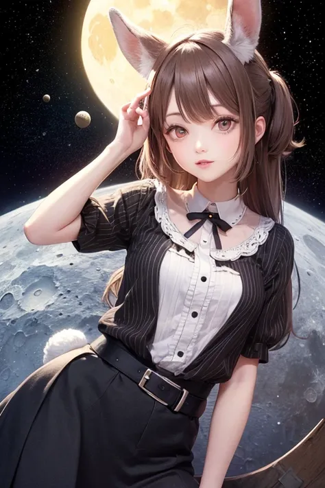 Rabbit girl on the moon