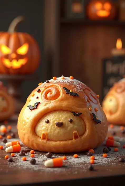 Draw a picture of a Halloween stuffed pastry.