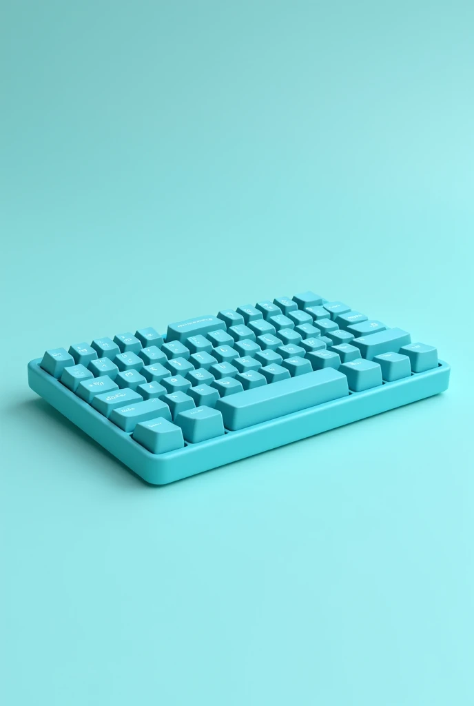 a small square turquoise blue pc keyboard