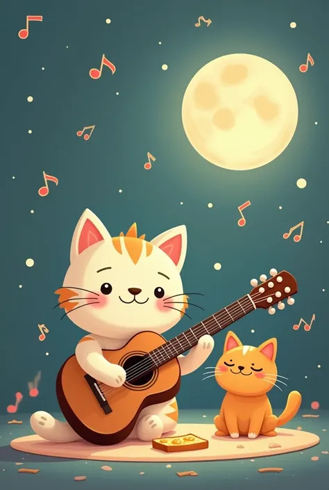 Guitar, music, melody, minimal, star, cat, dog, moon, smile, movie, honey toast