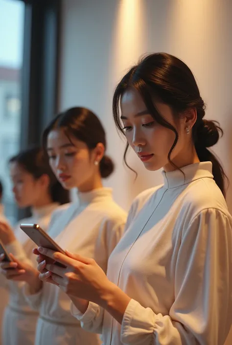 Beautiful Asian women holding mobile