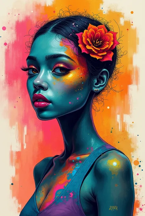 "Design an abstract portrait that celebrates the LGBTQ+ community, using vibrant colors like rainbow hues to symbolize diversity and inclusivity. The portrait should incorporate fluid, organic shapes and bold lines that express freedom and individuality. B...