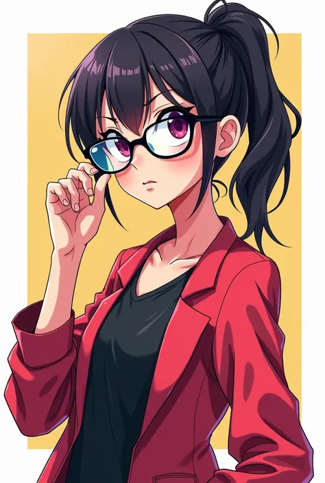 An young anime girl character with style or cool glasses with some pose vector image 