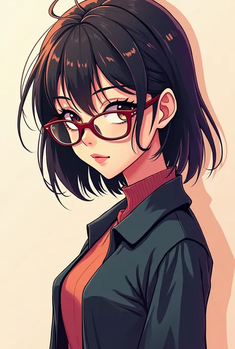 An young anime girl character with style or cool glasses with some pose vector image 