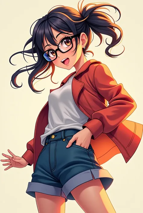 An young anime girl character with style or cool glasses with some cool pose vector image 