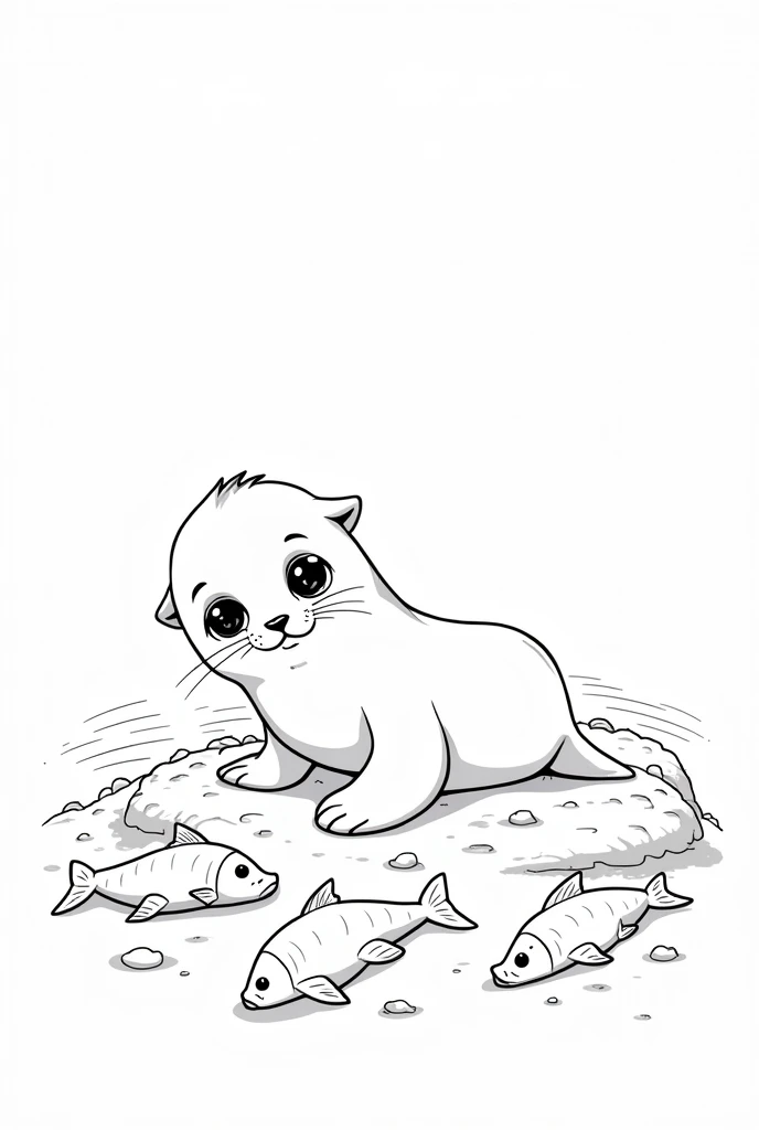 pretend you have been making coloring books for kids for 15 years. use the idea to create baby animals. draw a small, round seal pup with large, round eyes and a smooth, sleek body. It’s lying on its stomach with its flippers spread out, looking up with a ...