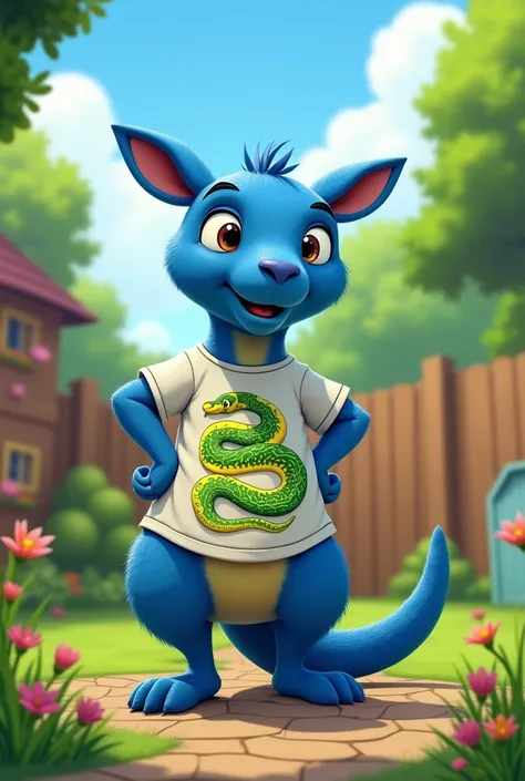 Generate images of Austin from the backyardigans with a libertarian snake on his t-shirt