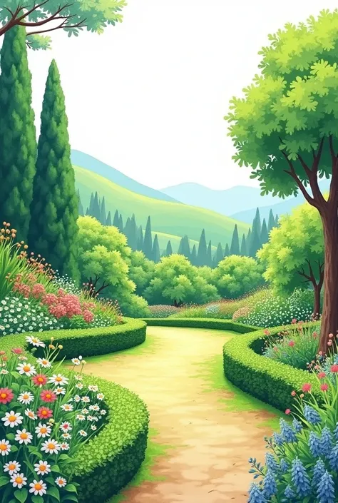 create a pleasant environment, looking like a garden and make it in the form of a drawing 