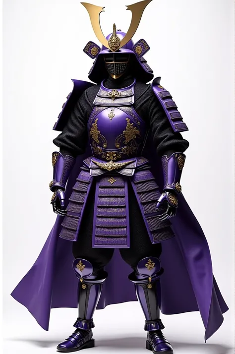 Purple Japanese Armor with black and white details without cape