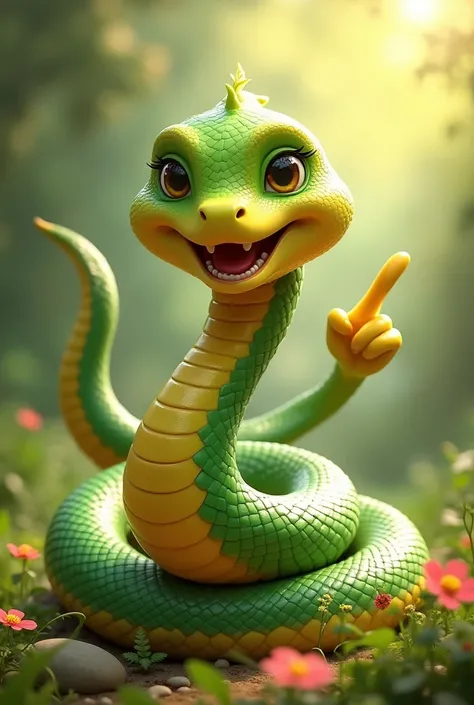 Big smiling snake giving a good sign