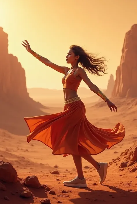 Dancing teenage girl in mars