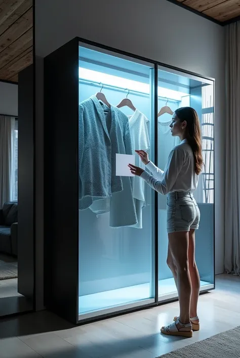 Wardrobe with built-in screen