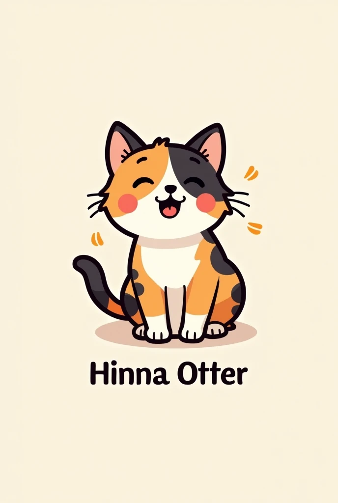 logo for an online store, with one calico cat, cute theme, animated with outling, with the name Hinna Otter