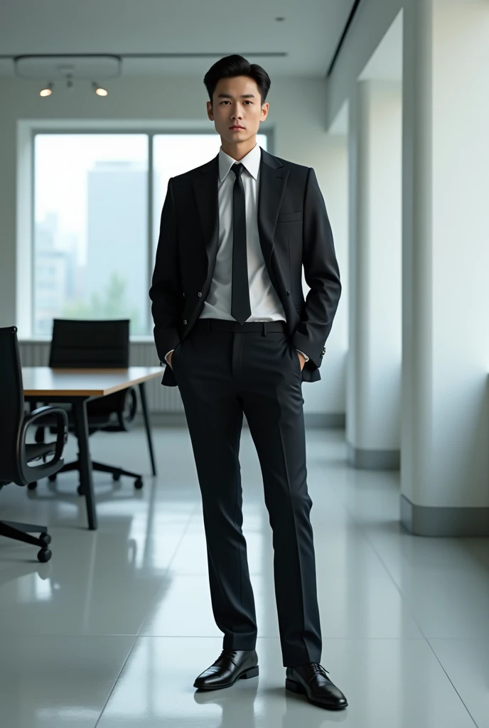 Handsome Korean guy in office clothes