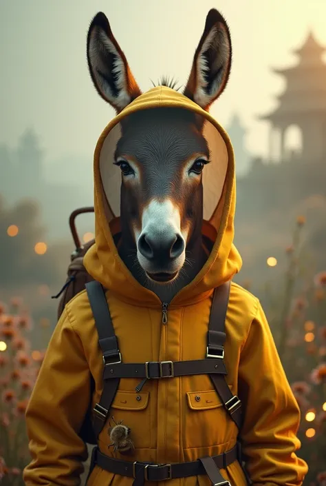 A donkey in a beekeeper&#39;s suit is for a honey label. I want the image to be Dantesque.
