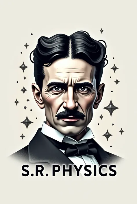  physics  logo  with word S.R physics and Nikola tesla photo