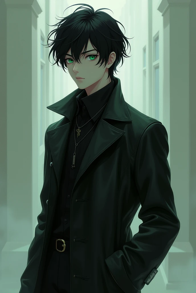 a tall boy in his 17s. have black hair and green eyes like an deep green forest pale in complex. very handsome boy that captivate everyones attention at first sight. introvert, dont talk much unless it is necessary have recognized for his knowledge on medi...