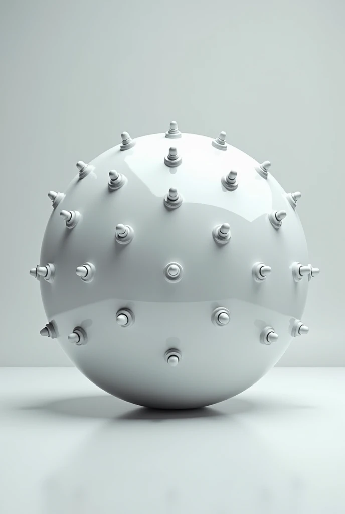 A spherical structure with small similar microphones attached to it evenly sparsely and evenly placed 