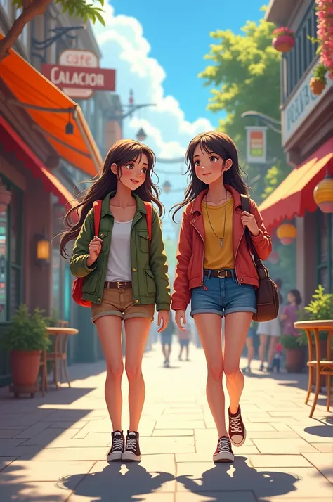 2 girl going to Shop 
