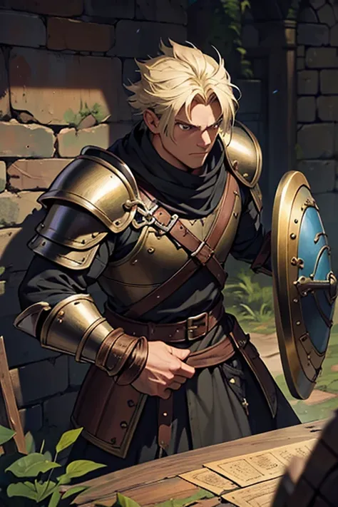 An adventurer adventuring in a dungeon,Equipment: Crocodile leather armor and a dagger(Bronze weapons from the Middle Ages)and Buckler(Medieval wooden and iron shield),During the battle with the Lizardmen, he gained a new skill that improves his physical a...