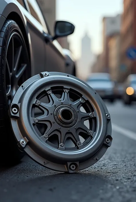 Create a real image of a clutch with its corresponding disc of a street car
