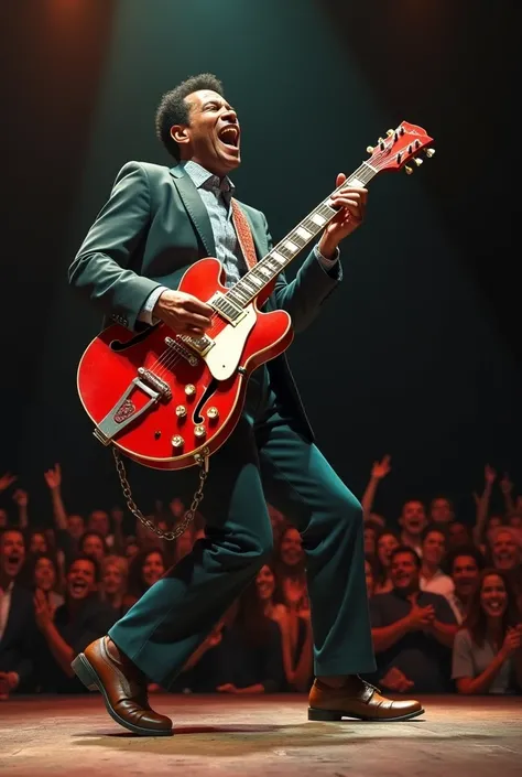 Do old chuck berry dancing with his red wooden guitar playing jonny be good