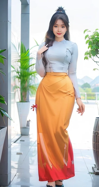 
Burmese girl with attractive curvy full body. beautiful pretty Woman , a girl beautiful woman beautiful face With a lovely smile, she is standing and posing for a photo very attractively, ((full body angle-1.5)), high hips, wide hips, impressive body, (th...