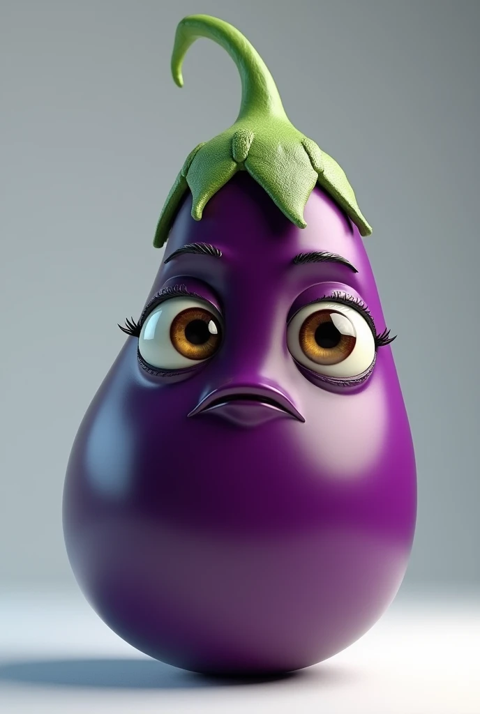 3d image of eggplant with human eyes