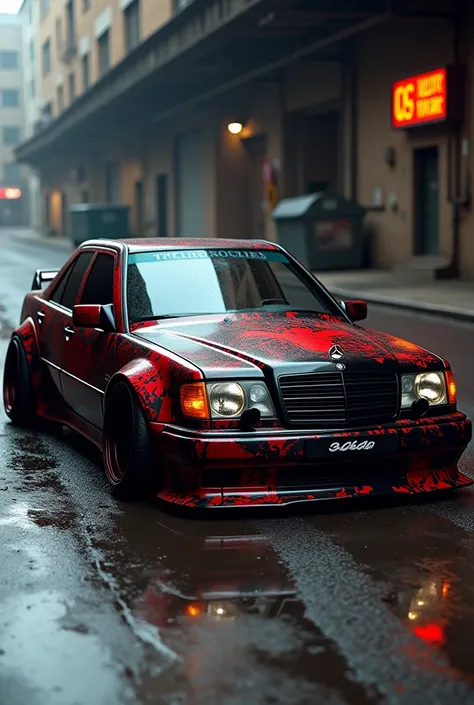 E-Class W124 benz modifided  in black and read disne   full body  in venome