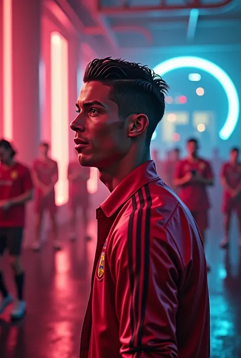 I want you to make me a mini club optimized for tiktok with images of CR7 where there is a voiceover that tells his career and background music 